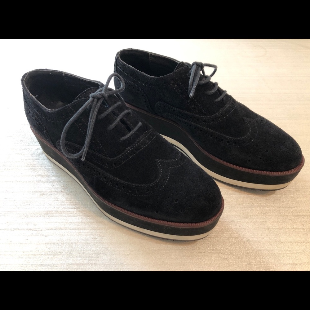 Diane B Milano Women Lace Up Suede Platform Black
